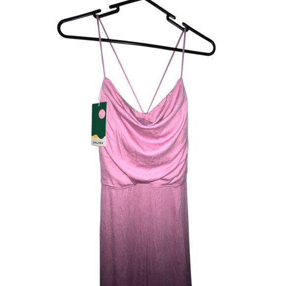 Halara Ribbed Cowl Neck Backless Crisscross Lace Up Split Midi Party Dress Sz XS - Picture 9 of 12